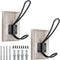 OLBET Farmhouse Towel Hooks for Bathroom Wall Mounted - Rustic Wall Hooks for Hanging Coats - 2 Pack - Retro Iron Wood Hooks - Classical Heavy Duty Hangers for Your House - Weathered White