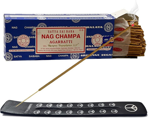 TRUMIRI Incense Stick Holder Bundle with Satya Sai Baba Nagchampa 250g Incense Sticks - Pack of 1 (Approx 250 Sticks)