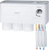 Pretigo Toothbrush Holder Easy Install Large Capacity Storage, with Cosmetic Drawer Organizer and Toothbrush Rack, Integrated with Automatic Toothpaste Dispenser, Space Saving with Magnetic Cup Design