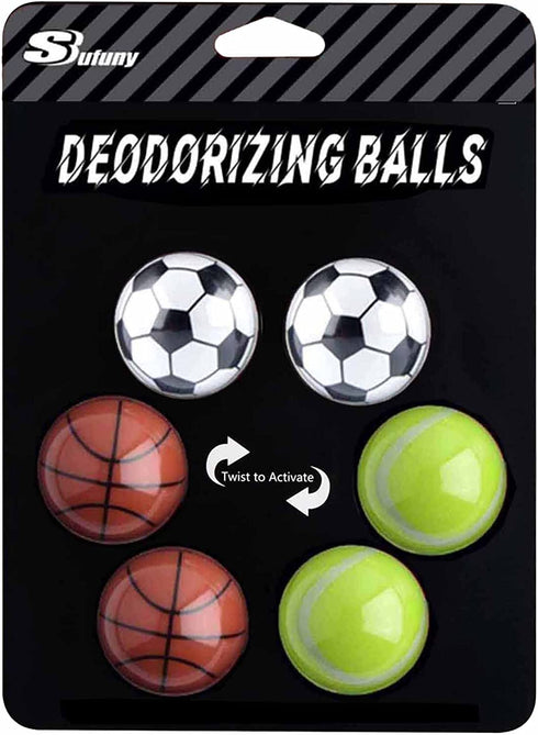 Sufuny Shoe Deodorizer Balls - Shoe Odor and Refreshing Balls, Professional Sneaker Deodorizers Ball for Shoes, Gym Bags, Closet and Locker 6 Pack