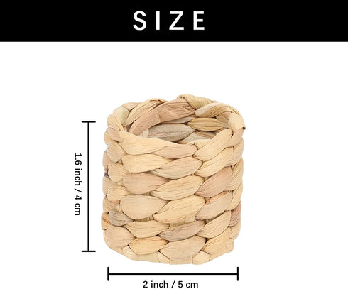 12pcs Round Woven Napkin Ring, Rustic Napkin Ring Holders Handmade by Natural Water Hyacinth, Farmhouse Napkin Rings, Set of 12 Napkin Rings