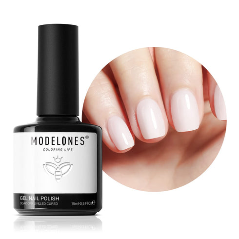 modelones Gel Nail Polish, 1 Pcs 15ml Transparent Milky White Jelly Gel Polish Set Sheer Pure White Color Nail Gel Polish Kit, Soak Off LED Salon DIY at Home Gel Nail Manicure Gift for Women Girls