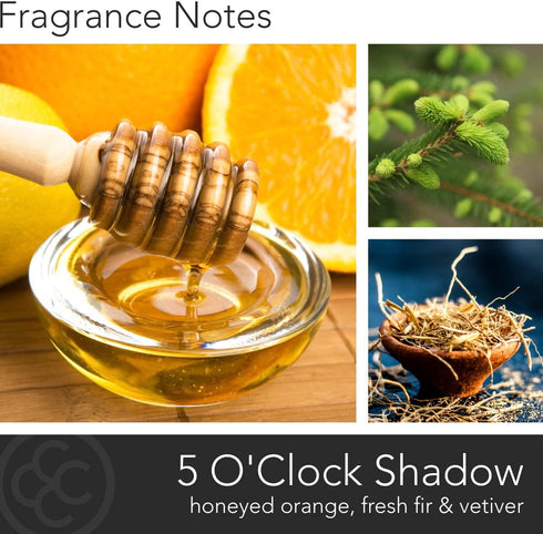 Manly Indulgence 5 O'Clock Shadow Jar Candle 16.5 oz - Oakmoss & Zesty Citrus Hints - Musk & Fresh Fir - Up to 60 Hour Burn - Soy Blend Wax, USA Poured