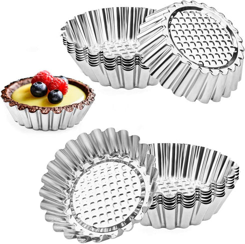 Amytalk 20 Packs Cupcake Mold, 3.8inch Stainless Steel Mini Pie Tartlet Cupcake Cake Muffin Mold Tin Pan Baking Tool