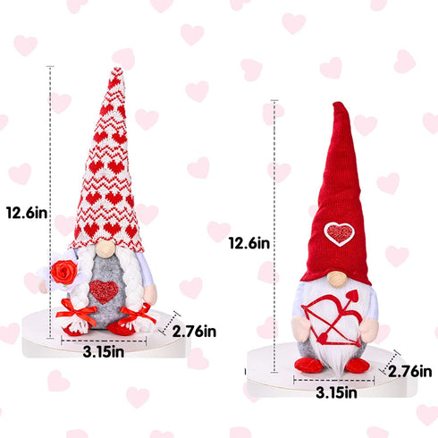 Medoore 2 Pieces Valentines Day Gnome Plush Decoration Valentines Day Mr & Mrs Handmade Swedish Tomte Decor Handmade Gnome Ornaments for Home Table Decoration