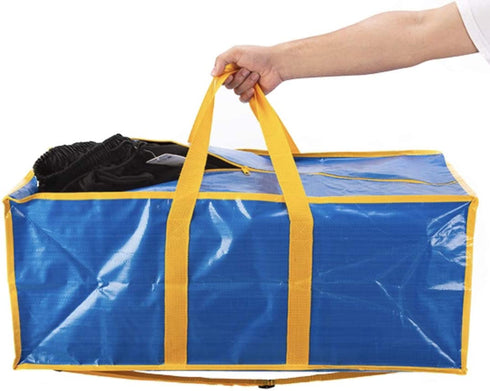 Klickpick Home Pack of 4- Heavy Duty Reusable Extra Large Storage Bags Laundry Bag Shopping Tote Moving Totes Bags Underbed Storage Bins Zipper -Backpack Handles,Compatible with IKEA FRAKTA CART