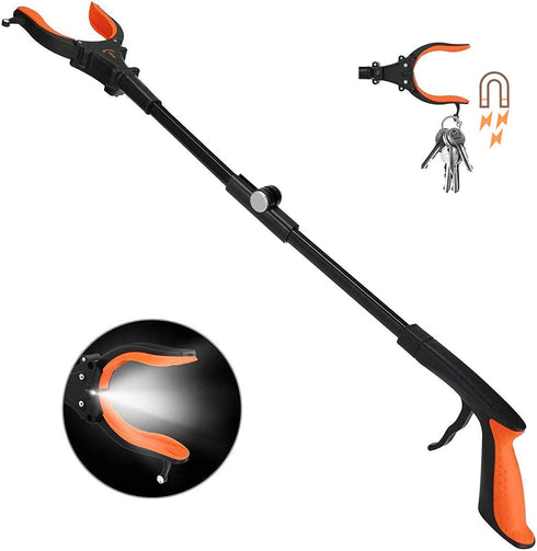 Kekoy 32'' Grabber Reacher Tool, Foldable Grabber With Light, Extra Long Grabbers for Elderly Grab it Reaching Tool, 90° Rotating Jaw Trash Pick Up Stick,Picker Upper Reach Extender Grabber Heavy Duty