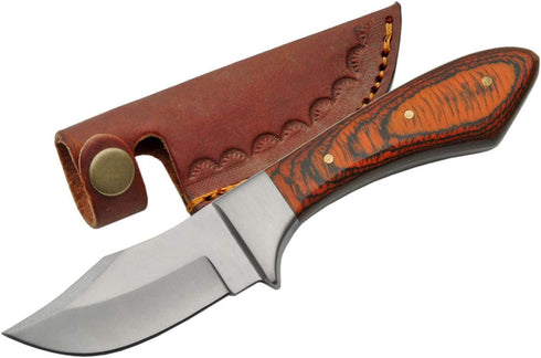 SZCO Supplies 7.25” Small Upsweep Drop-Point Outback Pakkawood Handle Skinning Knife with Sheath
