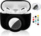 2 in 1 Protective Case for Apple AirPods Pro Air Tag Holder Combo, Soft Silicone Airpods Pro AirTag Case with 2 PCS Screen Protector, Anti-Scratch Anti-Fall Anti-Lost Shockproof Durable(Black)