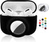 2 in 1 Protective Case for Apple AirPods Pro Air Tag Holder Combo, Soft Silicone Airpods Pro AirTag Case with 2 PCS Screen Protector, Anti-Scratch Anti-Fall Anti-Lost Shockproof Durable(Black)