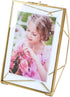 Levilan 4x6 inch Multi Glass Picture Frame Family Photo Display for Desk or Wall, Nordic Geometry Home Decor Double Glass & Brass Metal (4x6?)