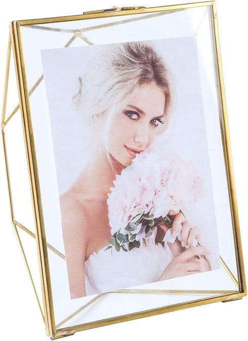 Levilan 4x6 inch Multi Glass Picture Frame Family Photo Display for Desk or Wall, Nordic Geometry Home Decor Double Glass & Brass Metal (4x6?)