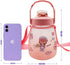 AGUDOU Cute Water Bottles with Straw, Sports water bottle with times to drink, Portable Large-Capacity Straw Cup/Pot Belly Cup Student Children Water cups with Random Stickers