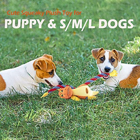 GOOLA Dog Squeaky Toys, Cute Dragon Interactive Plush Stuffed Toy with 5 Squeakers and Crinkle Paper,Pet Rope Chew Toy for Puppy Small Medium Large Breed Dogs