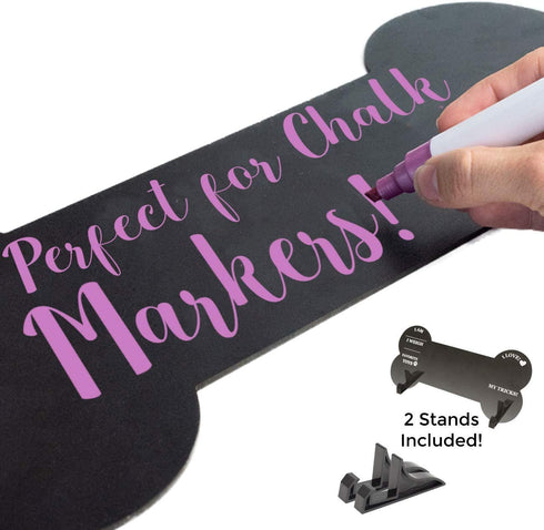 Ollypop Dog Milestone Chalkboard Sign - Birthday Photo Double Sided Reusable Keepsake Message with Stands for Adoptions, Birthday Parties, Holiday, Celebrations