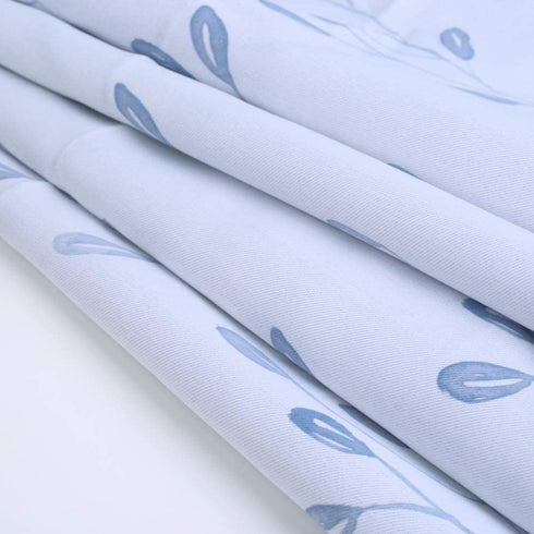 INICEKEY Blue Leaves Printed Valance Curtains Thermal Insulated Grey Kitchen Window Valances Living Room Leaf Print Triple Weave Bedroom,Rod Pocket 52"x17"+2" Header