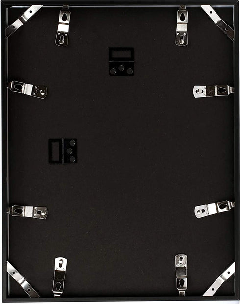 AUEAR, 11x14 Aluminum Wall Mounting Photo Frame with Ivory Mat for 8x10 Pictures Includes Sawtooth Hangers, Spring Clips Real Glass (Black)