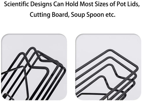 Cutting Board Rack Holder Chopping Board Organizer Stand Kitchen Pot Pan Lids Rack Organizer Flat Steel 4.92?x5.72?x8.46? (Black)