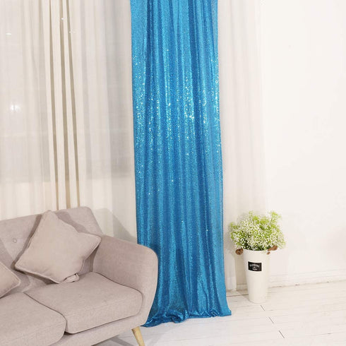 Trlyc 2FT by 8FT Christmas Turquoise Sequin Curtain Backdrop for Father'Day Wedding Party