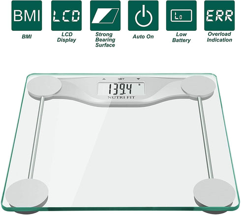 NUTRI FIT Digital Body Weight Bathroom Scale BMI, Accurate Weight Measurements Scale,Large Backlight Display and Step-On Technology,400 Pounds