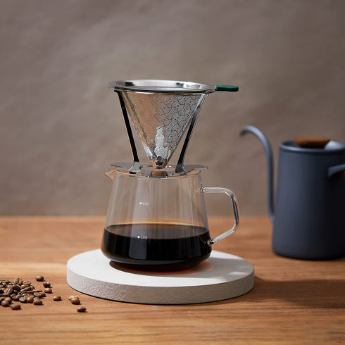 Pour over coffee filter stainless steel slow drop coffee filter metal cone paperless metal cone reusable single cup coffee drip cone 1-2 cups?, cnuben V60 coffee dripper without filter