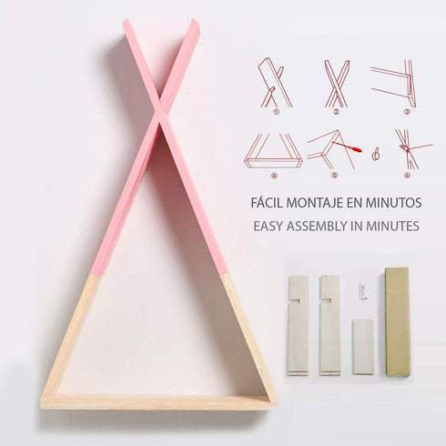 ROSA Nordic Style Wall Shelf. Triangle Wooden Shelf. . Triangular Wooden Shelf Storage. Median