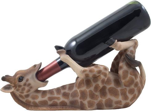 Drinking Giraffe Wine Bottle Holder Statue in African Jungle Safari Sculptures and Figurines Decor & Wildlife Animal Wine Racks and Stands Gifts