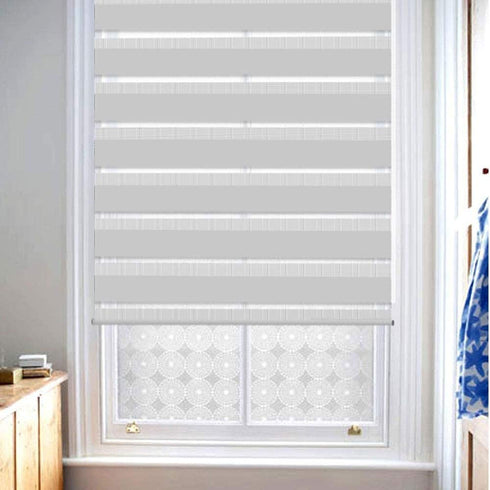 LUCKUP Horizontal Window Shade Blind Zebra Dual Roller Blinds Day and Night Blinds Curtains?Easy to Install 35.4" x 90" Grey