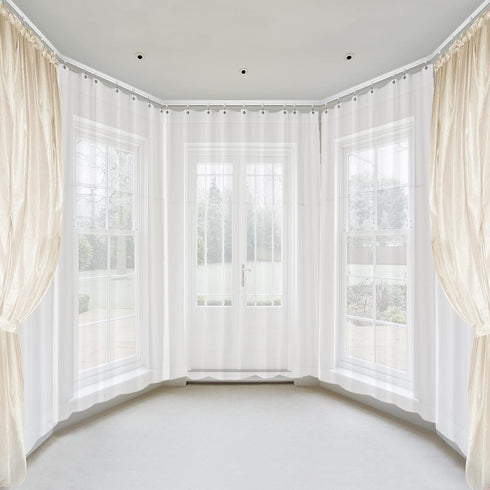 Refrze Ceiling Curtain Track, Curved Curtain Track Ceiling Mount, Room Divider Ceiling Track for Curtains, RV Curtain Track,Curtain Rail Ceiling Wall Mount for L Shape U Shape Bay Windows(8ft)