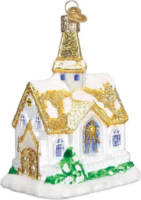Old World Christmas Church Collection Glass Blown Ornaments for Christmas Tree Golden Cathedral