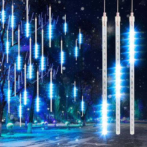 Allnice Meteor Shower Lights Falling Rain Lights Christmas Lights 30cm 8 Tube 192 LEDs Fairy String Lights for Halloween Christmas Wedding Tree Garden Home Outdoor Decoration (Blue)