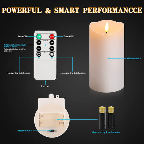 Flameless Candles Waterproof Outdoor LED Candles Battery Operated Candles with Remote Timers & 3D led Flame, Flameless Candles for Decorations (Set of 3)