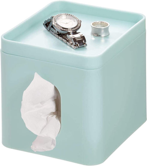 iDesign Cade Facial Tissue Cover, Boutique Box Bathroom Holder for Vanity, Countertops, Desk, Office, Dorm-Matte Soft Aqua, 15.5 cm x 13.1 cm x 13.7 cm
