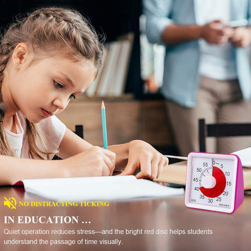 Secura 60-Minute Visual Timer, Classroom Countdown Clock, Silent Timer for Kids and Adults, Time Management Tool for Teaching (Purple)
