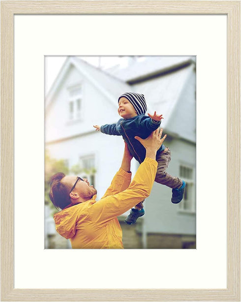 Golden State Art, 11x14 Picture/Shadowbox Frame - Ivory Mat for 8x10 Photo - Sawtooth Hangers for Wall Display - Great for Family Photos, Portraits, Baby Pictures (Beige)