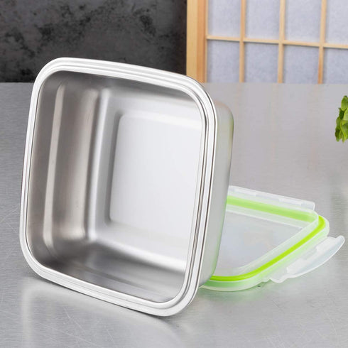 304 Stainless Steel Square Food Storage Lunch Box Containers Eco-Friendly & Reusable Snack Food Leak Proof Nesting Containers for Kids & Adults | Set of 3 Metal Lunch Sandwich Container, Snack Boxes