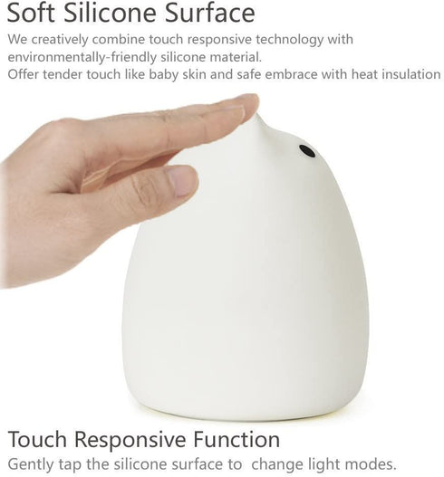 WoneNice Portable Cute Cat Silicone LED Night Lamp,USB Rechargeable Children Night Light with Warm White & 7-Color Breathing Modes, Touch Sensor Control, Christmas Gifts for Baby, Kids, Adults