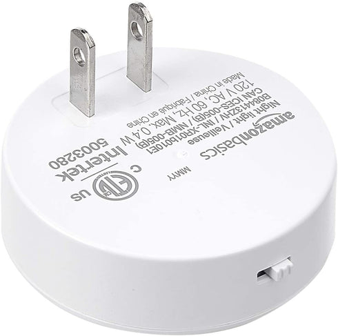 Amazon Basics LED Plug-in Night Light with Dusk to Dawn Sensor, 3/10 Lumen Dual Dimming for Bedroom, Hallway, Stairs - Round, 6-Pack, White, 2.441.542.36