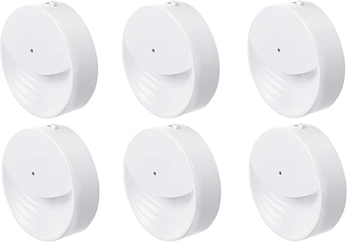 Amazon Basics LED Plug-in Night Light with Dusk to Dawn Sensor, 3/10 Lumen Dual Dimming for Bedroom, Hallway, Stairs - Round, 6-Pack, White, 2.441.542.36