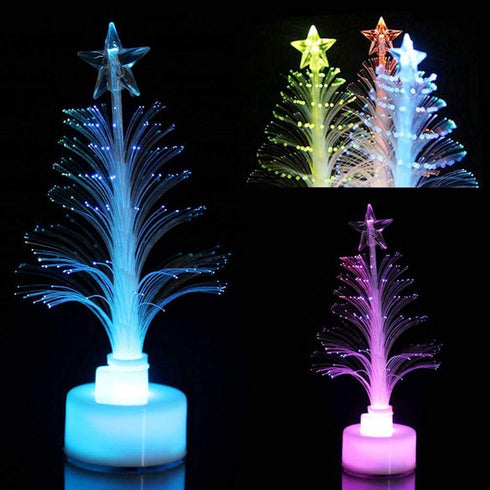 2pcs Multi- Colour Christmas LED Light Christmas Tree Fiber Optic LED Night Lights Decorative Fibre Christmas Tree LED Night Light Christmas Holiday Decoration