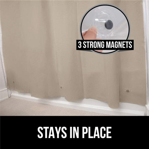 Gorilla Grip PEVA Waterproof, Strong Weighted Magnets, Set of Two 72x72, Rust Resistant Grommets, Heavy Duty Thick Shower Curtain Liner, Easy Hang, Fits Standard Bathroom Showers and Bath Tubs, Beige