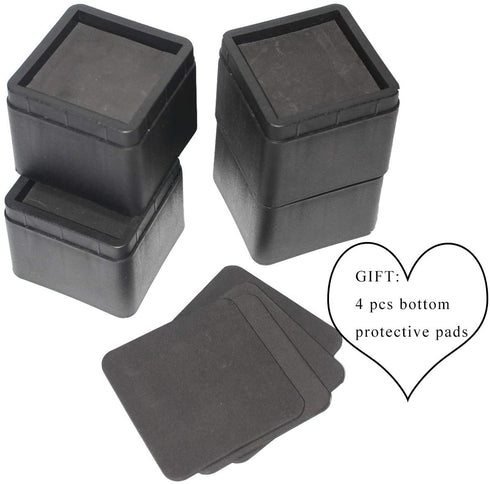 Muhome Stackable Bed and Furniture Risers 3 Inch Heavy Duty Bed Lifts for Sofa Couch Chair Table Additional 3 or 6 Inch Height or Storage Black