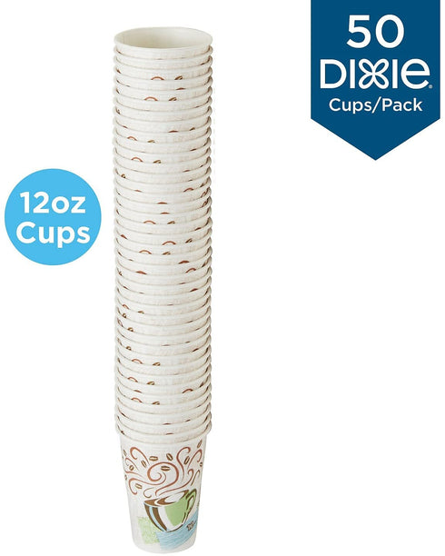 Dixie Hot Cups, Paper, 12oz, Coffee Dreams Design, 50/Pack