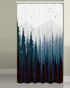 JAWO Stall Shower Curtain Fabric 36 X 72 Inch, Rustic Mountain Forest Scenery Small Shower Stall Curtain Bathroom Set with Hooks