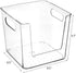 Hedume 6 Pack Plastic Open Front Food Storage Bin, 6.5" Wide Clear Pantry Organizer Bins with Cutout Handles, Household Food Storage Basket for Kitchen, Countertops, Refrigerator, Cabinets