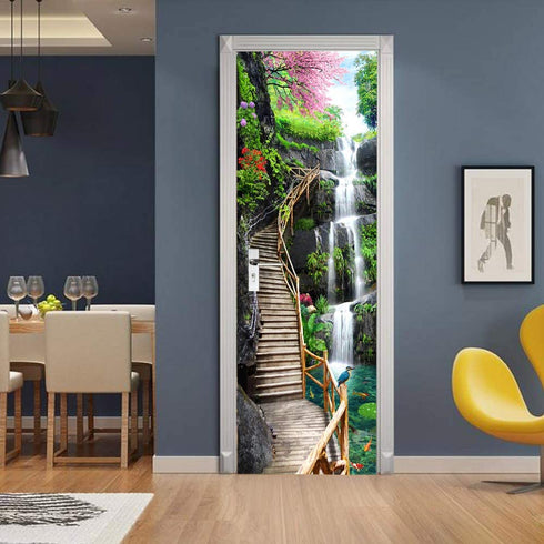 ZY-KL 3D Door Sticker Wall Decals Mural Wallpaper, Waterproof and Moisture-Proof DIY Environmentally Friendly self-Adhesive PVC Door Decal, Used for Dormitory, Office and Home Decoration(MT0197) Black 77x200cm