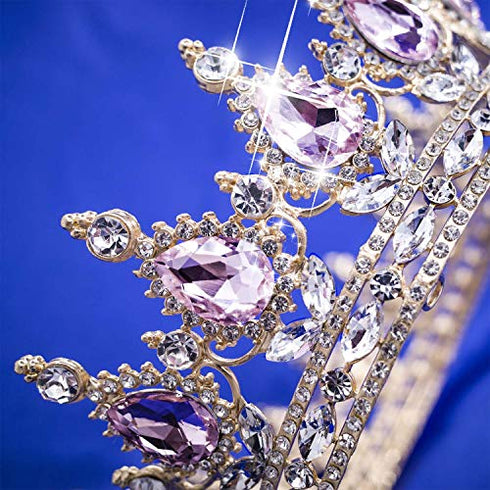 LOSOPHY Tiaras and Crowns for Women,Birthday Crown Cake Topper Crystal Golds Crown Match for Prom Queen Princess Crown for Costume Headband,Tiara for Women Wedding Bridal Crown and Party Tiara.Pink