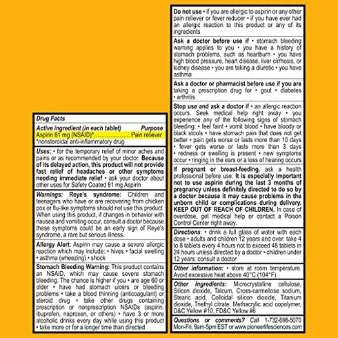GenCare - Aspirin Pain Reliever (NSAID) 81 mg (500 Coated Tablets) Adult Low Dose | Safe Pain Relief Enteric Coated Aspirin Pills | Muscle Pain & Menstrual Pain Relief | Generic Bayer