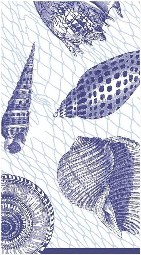 Caspari Netting and Shells Paper Guest Towel Napkins in Blue, Two Packs of 15