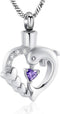 Yinplsmemory Dolphin Heart Cremation Urn Necklace for Ashes for Women Memorial Keepsake Pendant Necklace